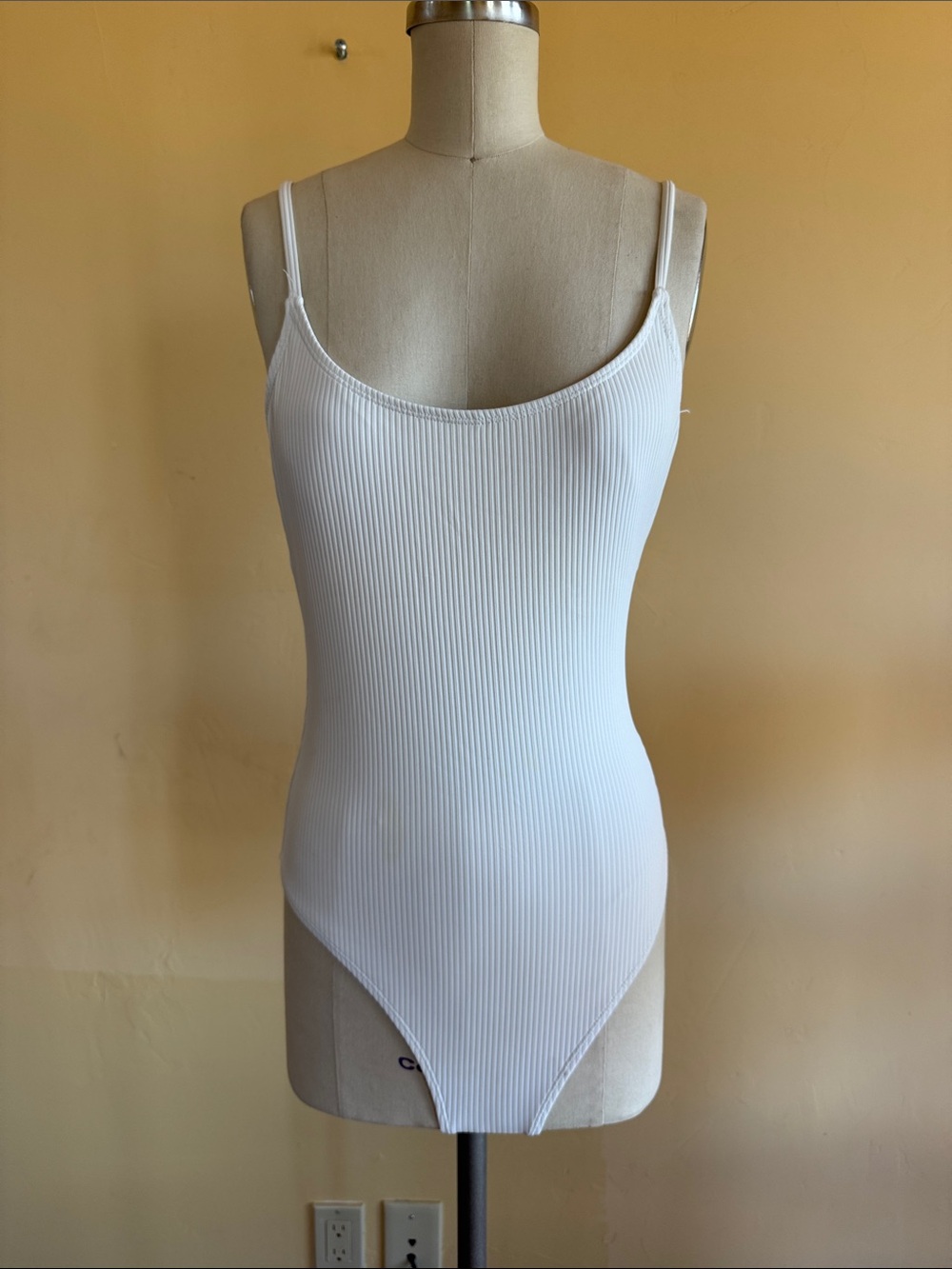 Andie White Ribbed Scoop One-Piece Swimsuit